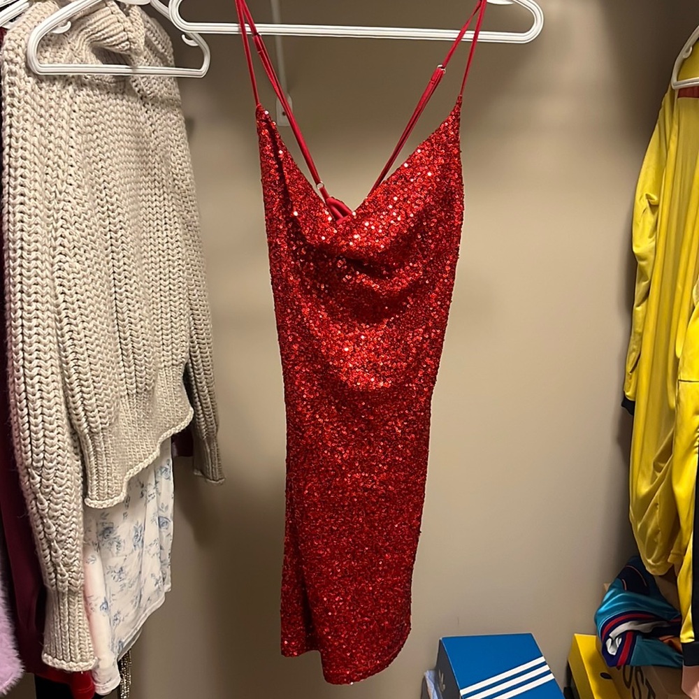 Red sparkly dress